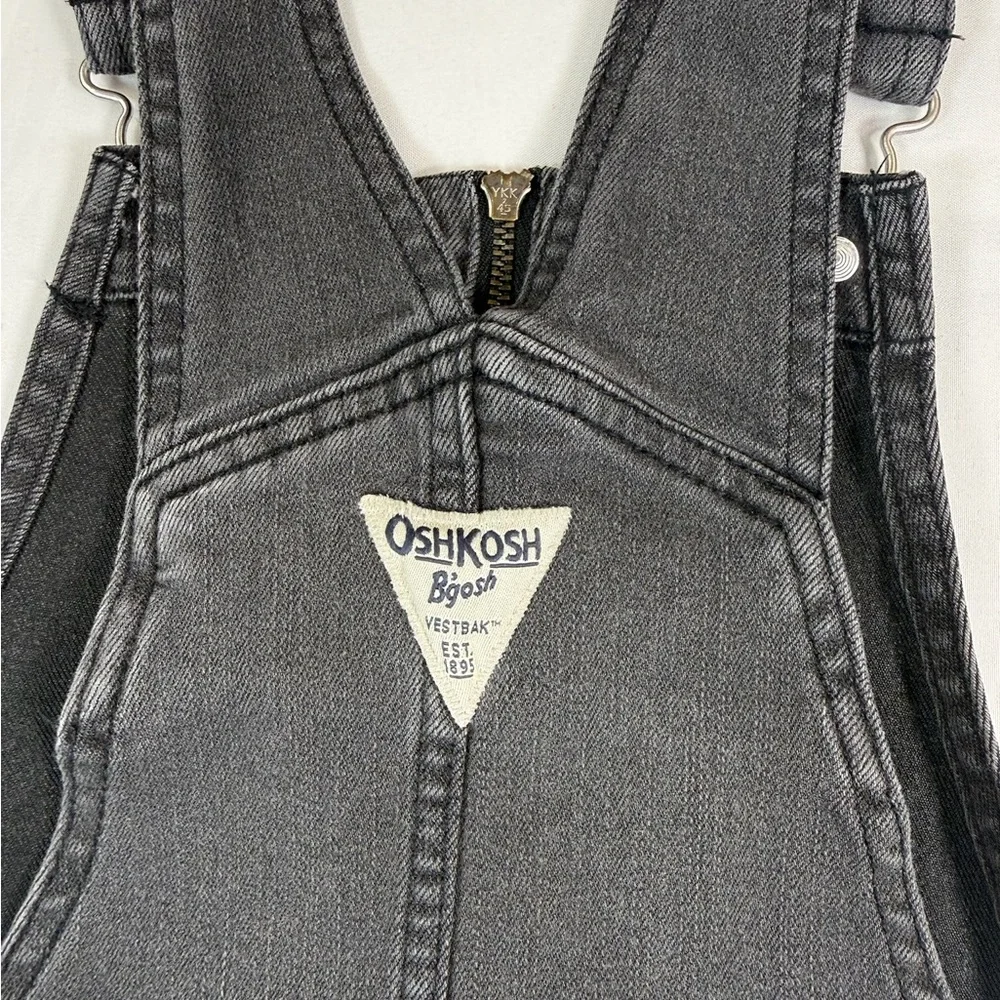 OSHKOSH BGOSH Girls Denim Jumper‎ Dress Size 10 Gray Zip Front Overall Style